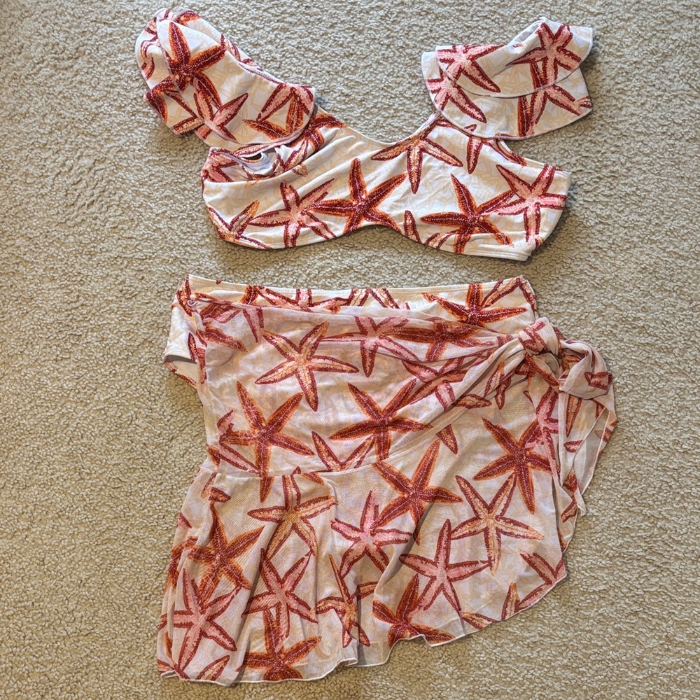 SHEIN Starfish Pattern Bikini Set with Matching Sarong